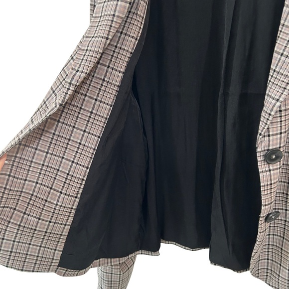 We the Free People Cali Plaid blazer M black grey pink Boxy Single Breasted - Picture 13 of 15